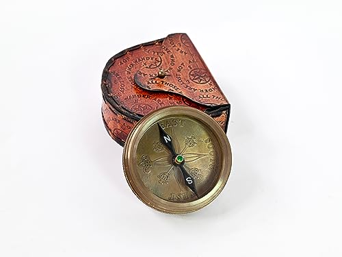 Brass Nautical - Not All Those Who Wander are Lost Brass Gift Engraved Compass with Leather case, Graduation Day Baptism Communion Confirmation Day Motivational LOTR J.R.R. Tolkien (Style 1) - Image 7