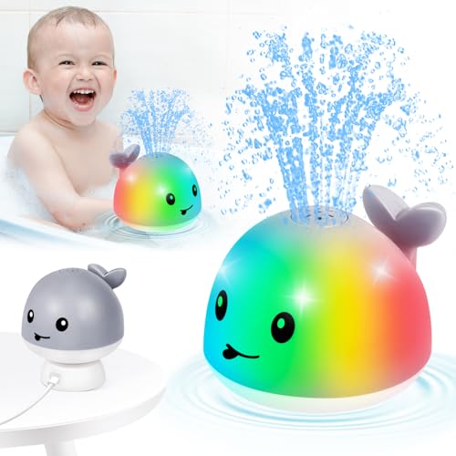 Upgraded Bath Toys, Rechargeable Baby Bath Toys, Spray Water Light Up 6-12 12-18 Months, Sprinkler...