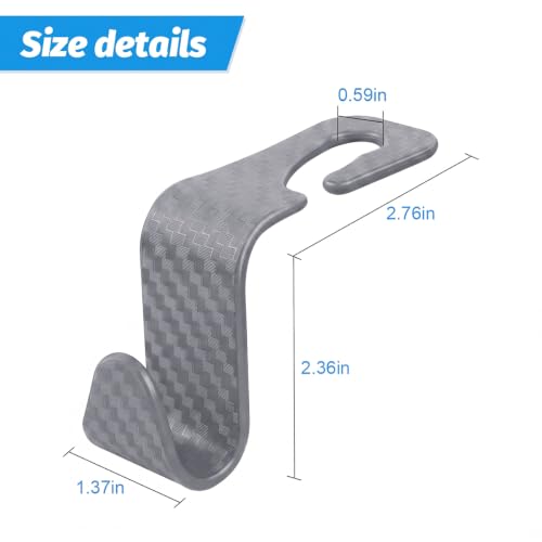 Image of 4PCS Car Seat Headrest Hooks, Auto Back Seat Hanger Holder, Durable Stylish Vehicle Organizer Universal Car Interior Accessories, Storage Hooks for Purses, Bags, Clothes (Carbon Fiber /Grey)