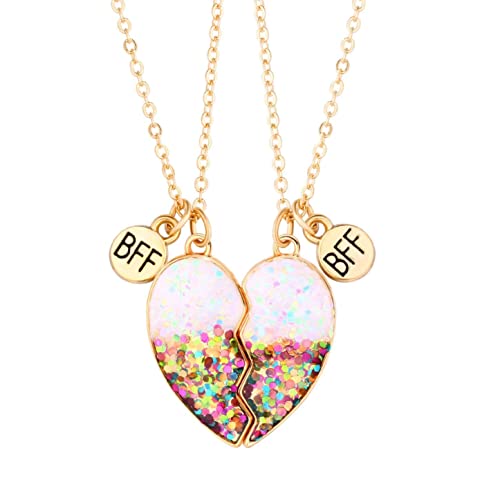 Best Friends Necklace for 2 Magnetic Split Heart Necklaces Set Friendship Gifts BFF Matching Pendant