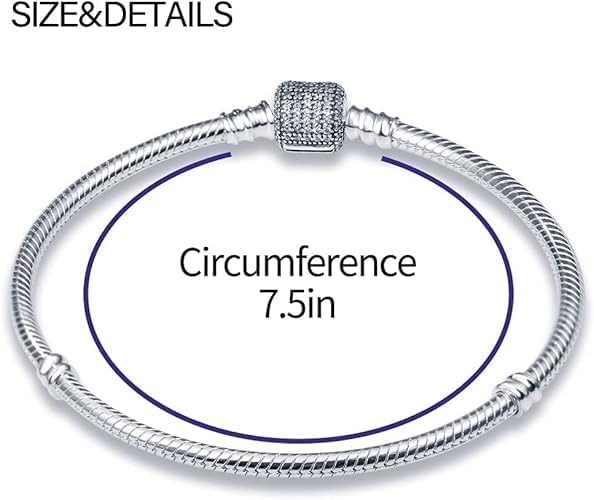 Beautiful Signature Clasp Snake Chain Charm Bracelets Fits Any Charm for Women 925 sterling silver Jewelry 19 Cm - Image 3