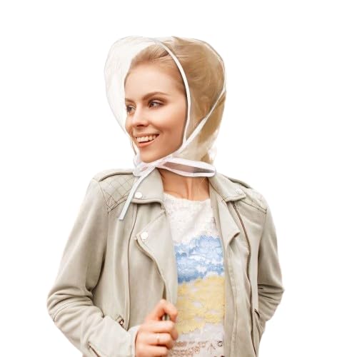 Crazzyvalue Women's Clear 3Pk Rain Bonnets Waterproof Plastic Rain Hats For Hat Durable And Light Hood Protect Rain Hairstyle, Rainproof, Durable And Light, Scarf