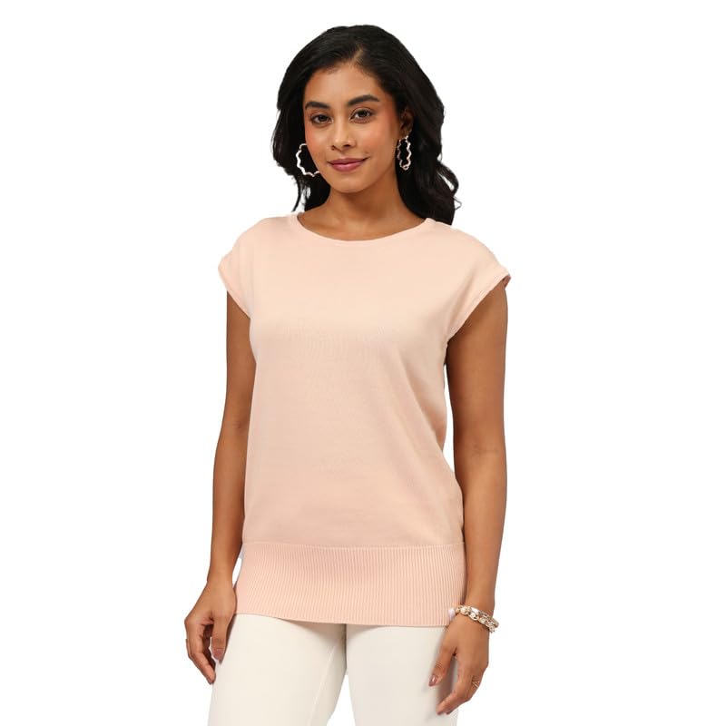 blissclub Move All Day Cap Sleeve Top, Cap Sleeve Detailing, Ribbed Hemline, 100% Cotton, Chic Workwear-picture-47