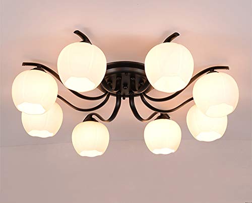 QTRT Americano Creativo Luz de Techo Sala de estar Arte de Hierro Rural Europa del Norte Cúpula de Luz Cuarto de Matrimonio Led Cúpula Linterna Quemador de Arte Araña Lámpara Retro Dormitorio Restaura Cover