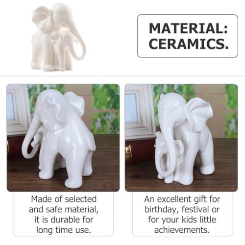Statuette éléphants céramique blanche décoration salon et chambre