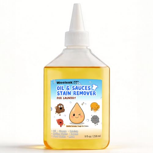 Instant Oil Stain Remover For Fabric (9 fl oz) Effectively Eliminates Food Grease Sauces Motor Oil Dried Oils and Oily Stains. Safe for Skin and Machine-Washable Fabrics
