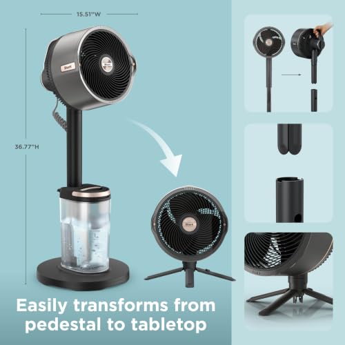 Image of Shark FlexBreeze Pro Mist 2-in-1 Fan with Integrated Mist, Charcoal, FA302 | Corded /Cordless, Pedestal to Tabletop, up to 24-Hr Battery, up to 70 Ft of Power, 5 Speeds, with Integrated Misting Tank