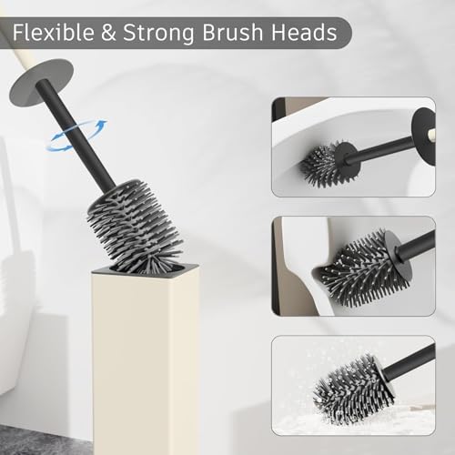 Image of BVL Toilet Brush and Holder Set White Freestanding for Bathroom