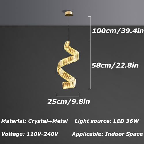 Chandelier cristal single head LED 36W dimmable pour îlot de cuisine