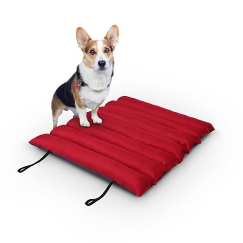 Bestlivings Hundematte 85x70cm (Rot) - Outdoor - wasserabweisend & atmungsaktiv - Hundebett gepolstert - waschbares Hundekissen für draußen