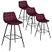 WOLTU BH143bd-4 4X Sgabelli da Bar Moderni Sedia da Cucina Pranzo con Poggiapiedi Rivestimento in Velluto Bordeaux