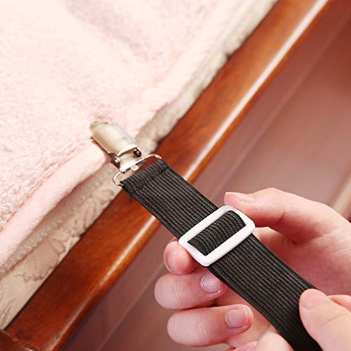 Pubiao 4 Stück - Bettlaken Verschlüsse Hosenträger Elastische Bettlakenspanner für Matratzenbezüge Sofa Tischdeckenstiefel Beinriemen Clips - Image 5