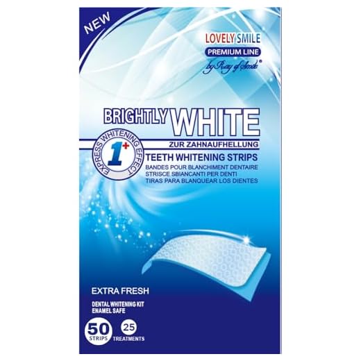 LOVELY SMILE Premium Line 50 Bandas Blanqueadoras Dientes Blanqueamiento de dientes, Tiras para 25 aplicaciones con avanzada tecnología antideslizante - Teeth Whitening Strips - by RAY OF SMILE®