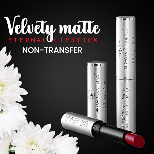 Image of Shryoan Non Transfer 24 Hours Matte Waterproof | Smudge Proof Lipstick | Sulphate-Free, with Honey for Combination Skin | Full Coverage Crayon, Daily Care | 3.5 Grams (Pack of 1)