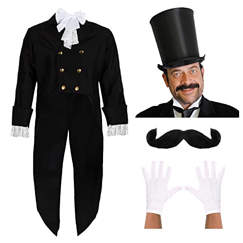 Costume de style victorien pour homme veste victorien noire et chapeau haut de forme