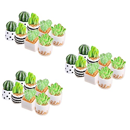 24 Pcs Cactus Micro Landscape Mini Potted Plants Miniature Accessories