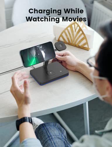 Image of Wireless Charger for MagSafe, 3 in 1 Charging Station for Apple, Magnetic Wireless Charging Stand for iPhone 14 /13 /12 Series, Apple Watch Ultra /8 /SE /7 /6 /5, AirPods 2 /3 /Pro /Pro 2