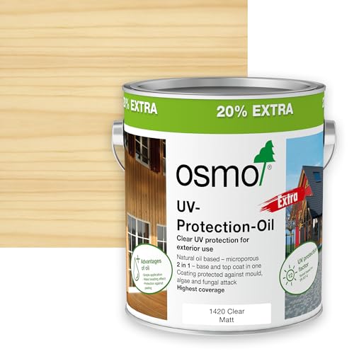 Osmo UV Protection Oil Extra for Exterior Wood Clear Matt 1420 for Vertical Structures (Clear Matt 3L)