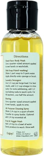 Image of Claya Fir Needle Liquid Castile Soap - Organic Ingredients, Biodegradable, Gentle for Sensitive Skin, Versatile Use and Travel size (2 Pack of 2 fl oz)
