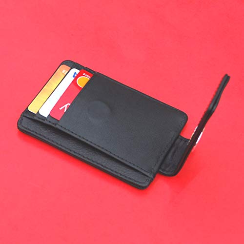 US 1945 Mercury Dime 90% Silver 10 Cent Coin Genuine Full-Grain Black Leather Magnetic Money Clip Wallet & Card Holder RFID Blocking4