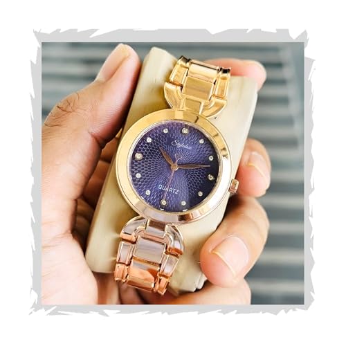 Image of styledose Women Analogue Wrist Watches for Women's & Girls&Ladies Diamond Studded Dial Rosegold Colored Stylish Bracelet Strap