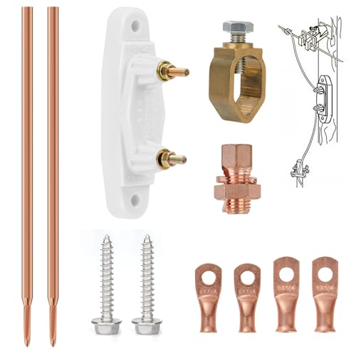 Lightning Arrestor Kit - Farm Electric Fence Lightning Protection Arrester Animal Husbandry Electronic Fence Lightning Protection Device (Lightning Arrestor Kit A)