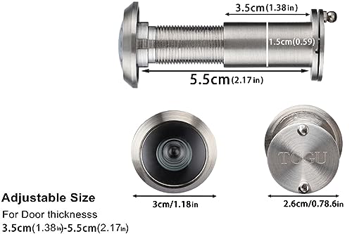 Image of TOGU TG2614YG-SN Brass UL Listed 220-degree Door Viewer with Heavy Duty Privacy Cover for 1-3 /8 inch to 2-1 /6 inch Doors, Brushed Nickel Finish