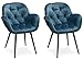 Ibbe Design Salina Lot de 2 Bleu Clair Chaises Salle à Manger en Tissu Velours Salle à Manger Salon Bureau Cuisine, Fauteuil Rembourré Scandinaves, Pieds en Métal