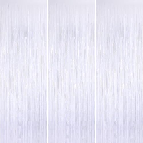 O-Kinee Lametta Vorhänge Weiß,Party Vorhang 3 Stück, Folienfransen...