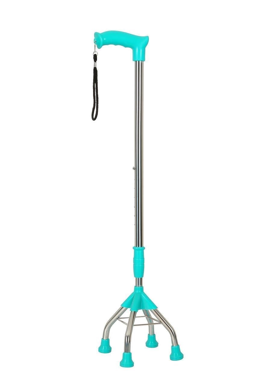 4-Leg Strong Walking Stick for Old People | Adjustable Height, Heavy Duty Lightweight Cane for Senior Citizens (Turquoise)-image-6
