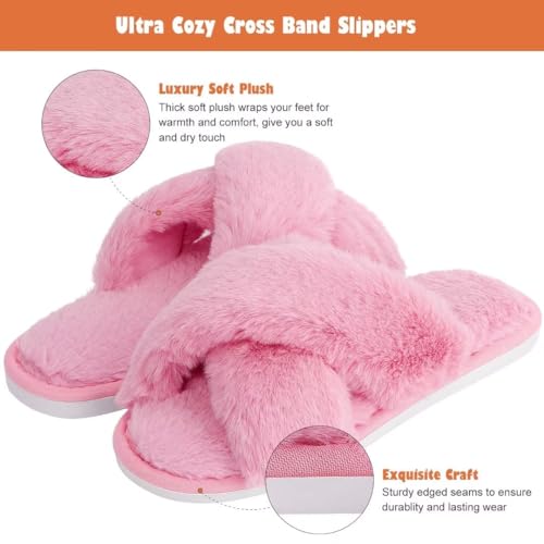 DOIOWN Women's Fuzzy Slippers Memory Foam Cute House Slippers Plush Fluffy Furry Open Toe Home Shoes Bridal Bridesmaid Gifts for Wedding2