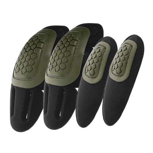 SOESFOUFU 4-piece Knee Elbow Pads Set Safety Guard for Outdoor Sports Skateboarding Hunting Army Enthusiasts Green