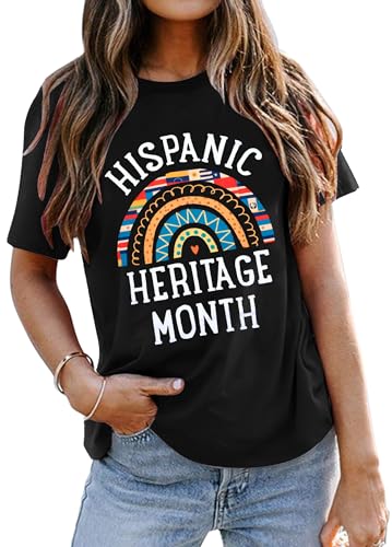 Hispanic Heritage Month Shirts Women Hispanic Tshirt Latino Countries Flags Shirt Funny Graphic Short Sleeve Tee Gifts
