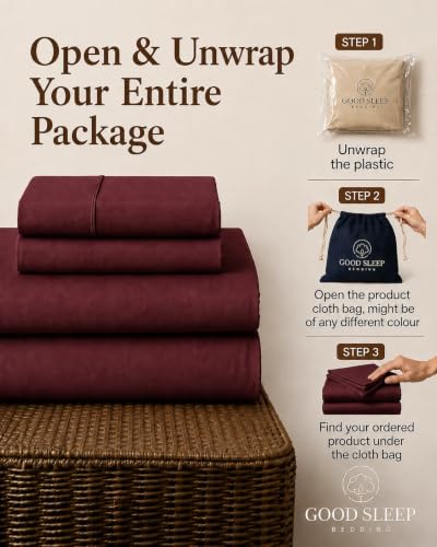 Image of 100% Egyptian Cotton Sheets California King, 4 Piece, Burgundy