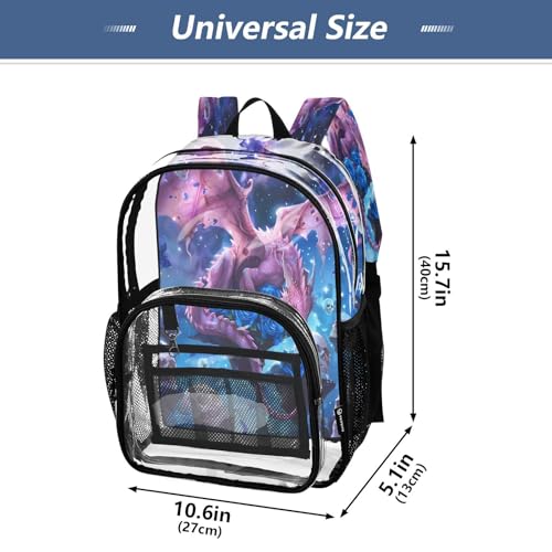 Cute Dragon Sugar Skull Clear Backpack Heavy Duty See Through Transparent PVC BookBag for Kids Boy Girl School Work4