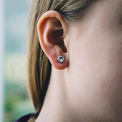 Azonee Stainless Steel Magnetic Stud Earrings for Men Women Non-piercing Hypoallergenic 6mm 1 Pairs Silver Round Magnetic Clip On Stud Earrings Created with Crystals