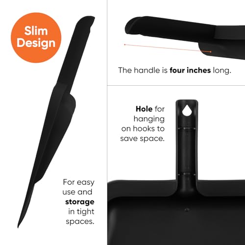 Image of Superio Clip-On Dustpan with Rubber Lip - 10-inch Wide Durable Plastic Dust Pan with Comfort Grip Handle, Black, 3-Pack