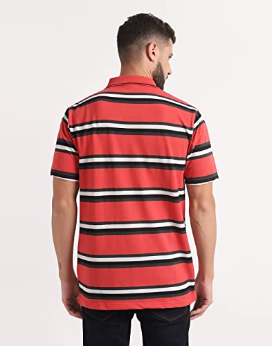 Image of INKKR Striped Men Polo Neck Half Sleeve T-Shirt