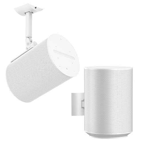 Image of Heavy-Duty Wall and Ceiling Mount for Sonos Era 100 Wireless Speaker - Tilt & Swivel Adjustable With Hardware Kit - 2 Pack, White