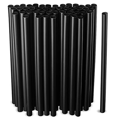 Black Jumbo Smoothie Straws Black Disposable Wide-mouthed Large Milkshake Straws 9 Inches High/Tall 100 pack