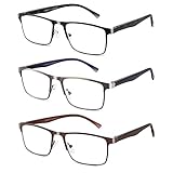CRGATV 3-Pack Reading Glasses for Men Blue Light Filtering Full Frame Metal Readers Anti Uv/Eye...