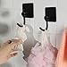 ARTIBETTER 4pcs 304 Stainless Steel Adhesive Hooks Wall Hangers for Robe and Towel, Black No-Tool Sticky Kitchen and Bathroom Hanging Hooks