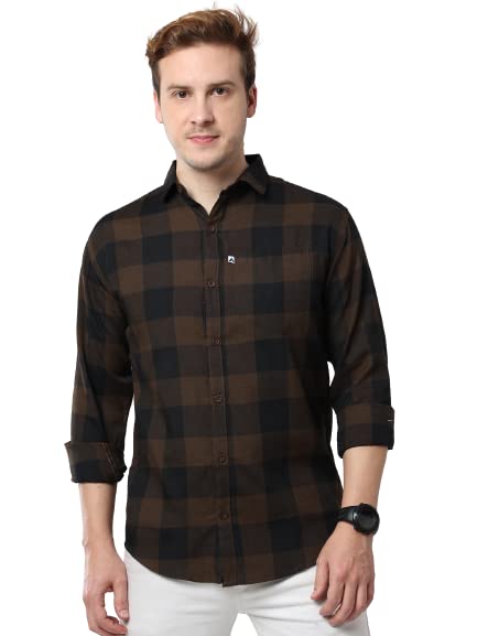 ALLWIN PAUL Regular Fit Checkered Cut Away Collar Casual Shirts for Men(TT)