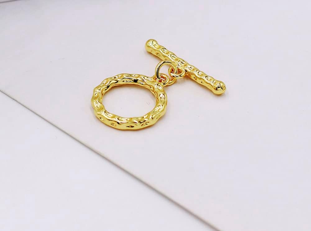10 Sets 14K Real Gold Filled OT Toggle Clasps OT End Clasps Connectors Bar for Bracelet Necklace Jewelry Making (25x15mm Textural Round) - Image 3