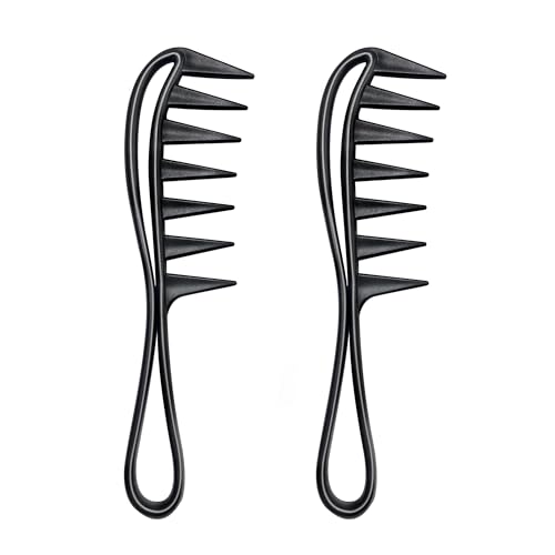 Quacc Peines para Cabello Rizado 2 Piezas Negro miniatura 1