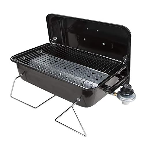 Duke Grills Omaha Go Anywhere Portable Gas Grill - Mini BBQ Propane Grill for Camping, RV, Tailgate - Cooks 8 hamburgers at once - Long Life Steel - Foldable Legs