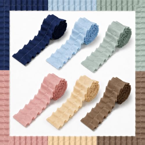 6 Rolls 40 Ft Ruffled Bulletin Board Borders Back to School Classroom Decor Fabric Trims DIY Border Crafts for Farmhouse Teacher Supplies First Day of School Party Decorations (Boho)