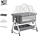 ベビーベッド 添い寝ベッド 折りたたみ ゆりかご ベビーラック 乳児用ベッド 通気性 新生児ベッド 高さ6段調節可能 睡吐防止 多機能ベビーベッド 組み立て簡単 収納便利 揺りかご 蚊帳・マット・おむつ交換台・収納かご キャスタ付き 洗濯可能 消音昇降機能 簡易ベッド 0ヶ月 ~ 36ヶ月 新生児 乳児用 赤ちゃん 寝具 出産祝い