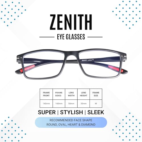 Image of AEC Zenith Rectangular Reading Glasses | Modern Frame with BlueRazr Blue Light Blocking Lenses | Sleek Unisex Readers for Men & Women
