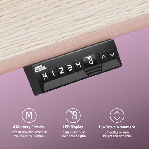 Image of V ONE Electric Standing Desk | Compact 1-Piece Top | 70Kg Weight Capacity | 3 Memory Preset | 5 Year Warranty | Built-in Cup & Headphone Holder | Home Office (White Oak, 100 * 60 CM)